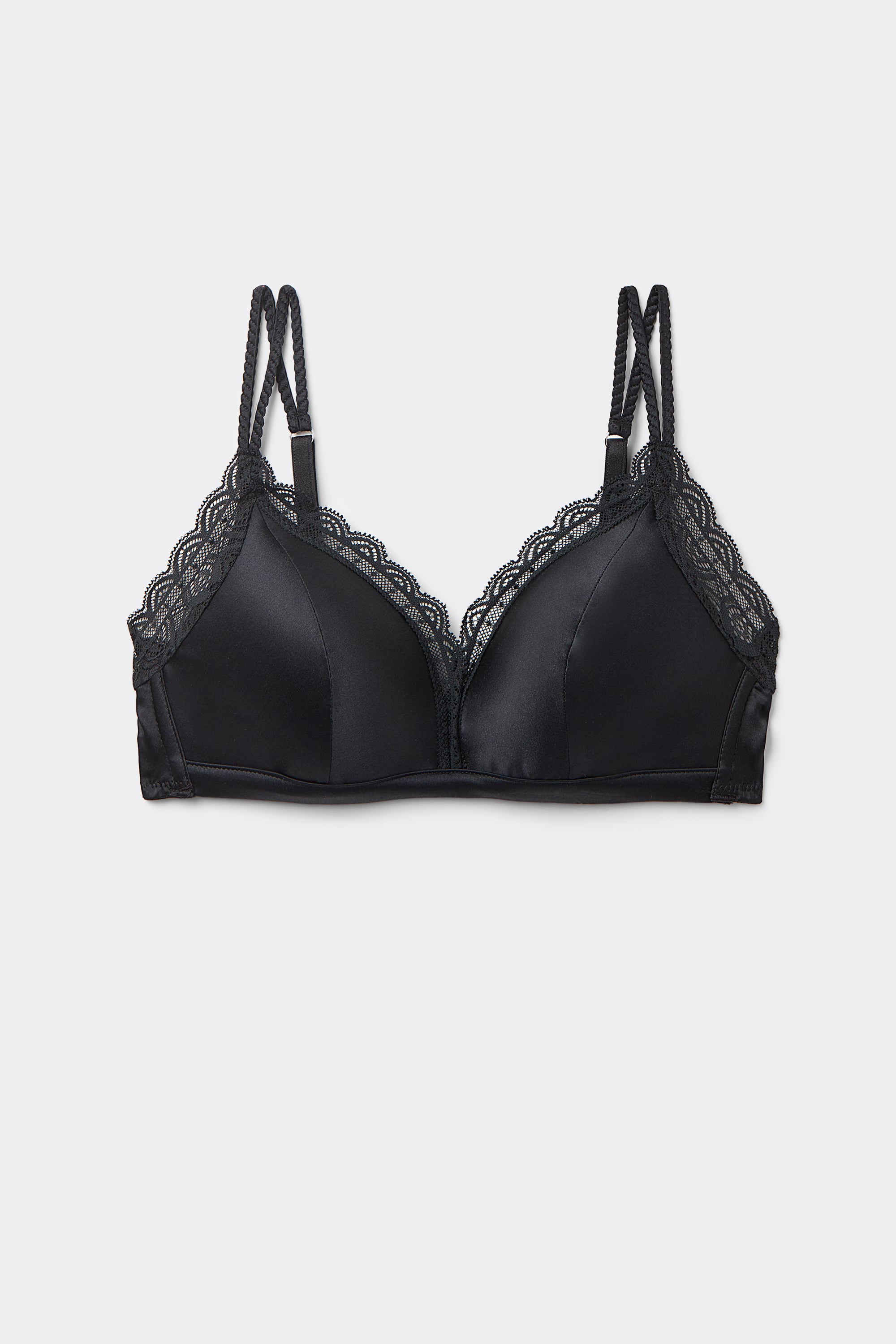 Tiziana Wireless Plunge Triangle Bra in Silk and Lace